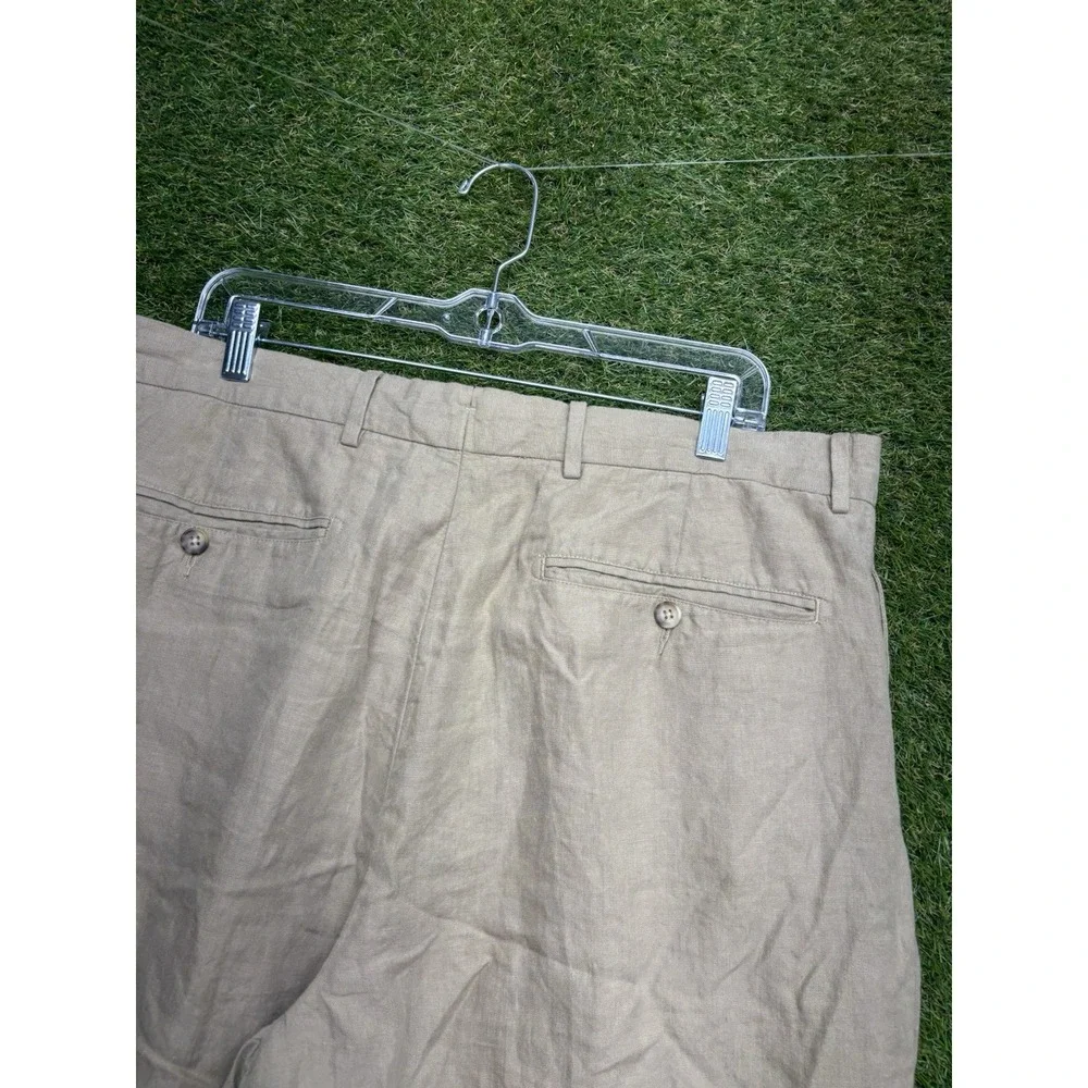 Daniel Cremieux Soiree Linen Pants Mens 38x30 Khaki Dress Lounge Beach Pleated